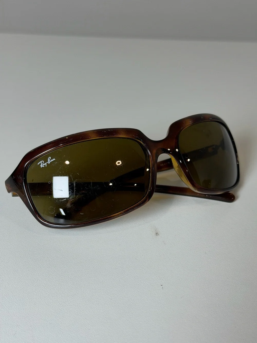 Ray-Ban RB4116 Rectangular Sports Wrap Tortoise Frame Sunglasses Green Lens